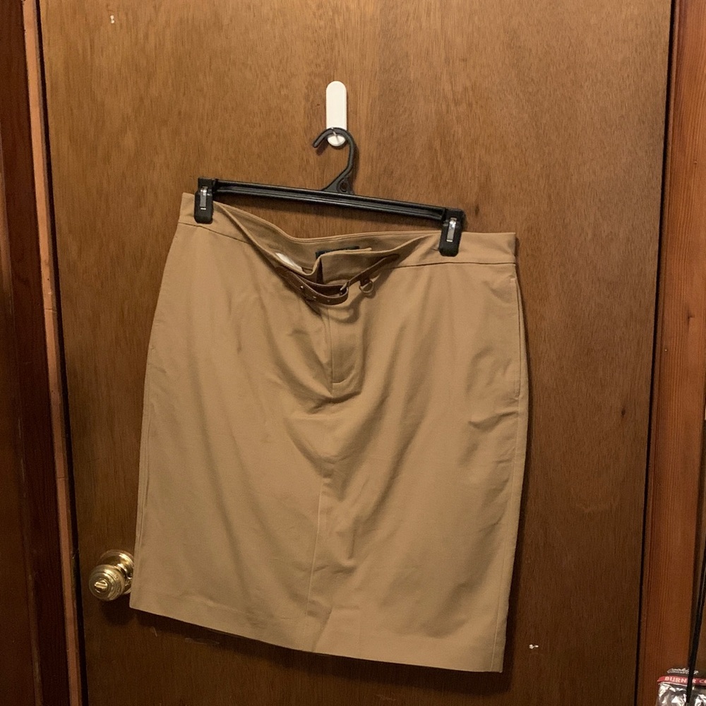 Ralph Lauren Camel Pencil Skirt with Buckle
